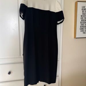 Maggy London Black and White Colorblock Midi Dress